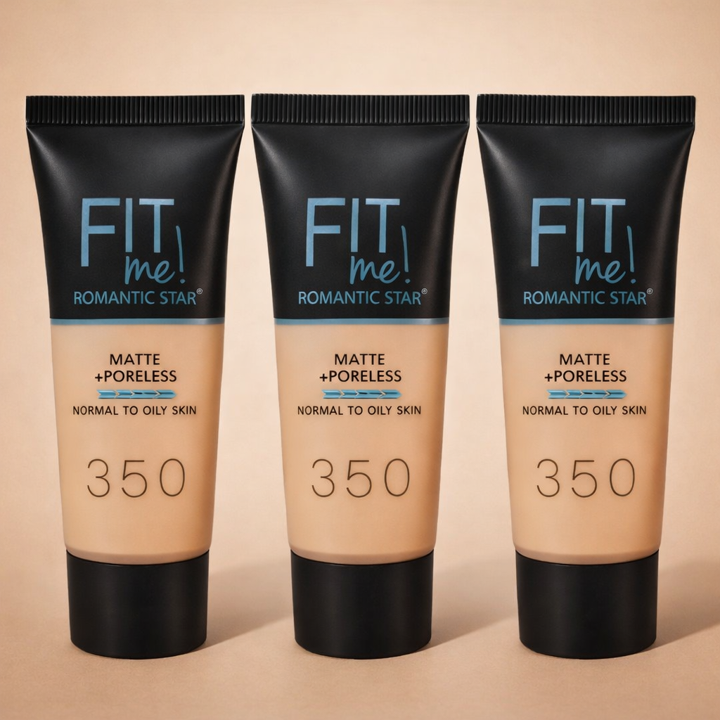 Fit Me! Romantic Star Matte + Poreless Liquid Foundation (Shade 350) � Oil-Controlling, Pore-Blurring Long-Wear Foundation for Normal to Oily Skin