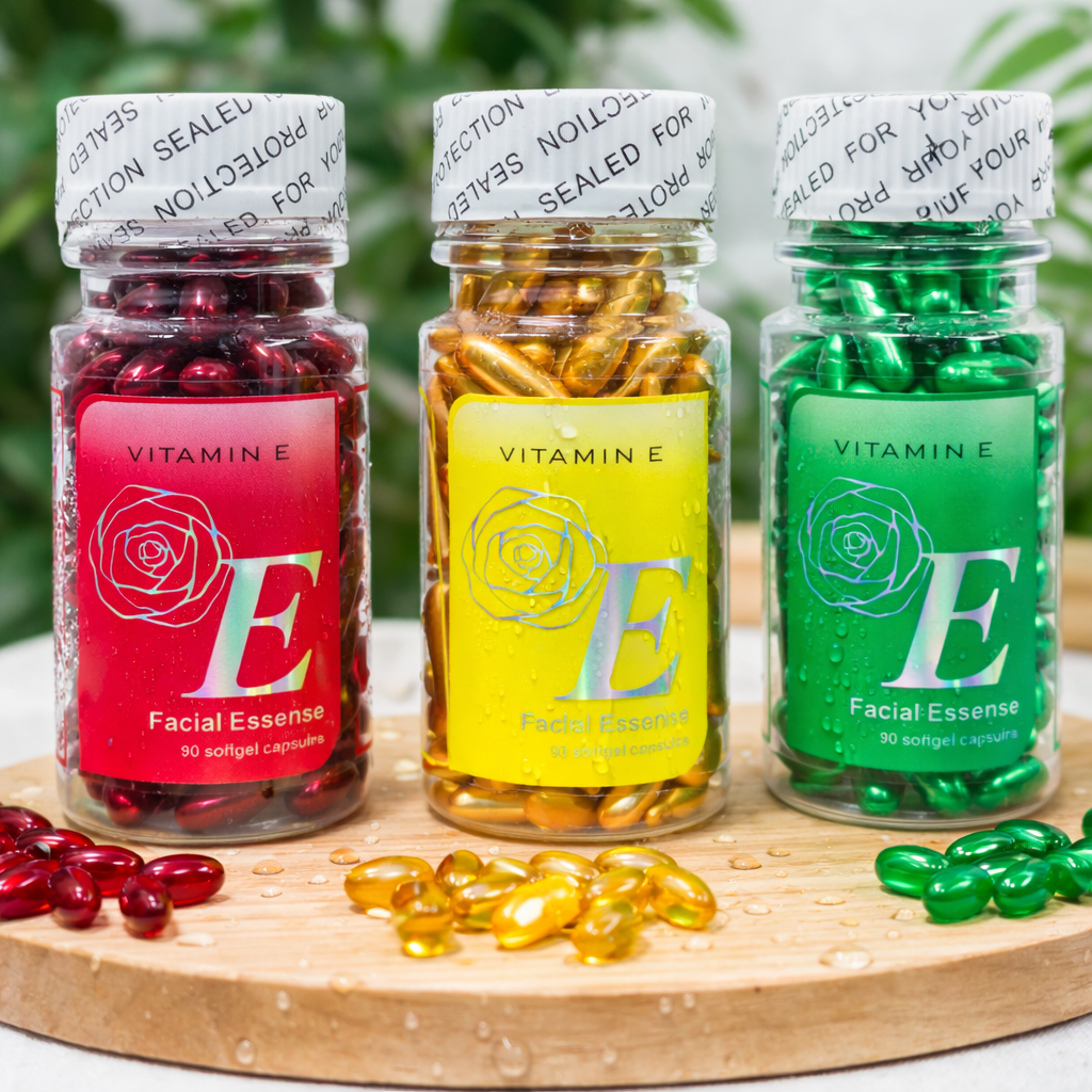 Vitamin E Facial Essence Softgel Capsules � Deep Hydrating, Anti-Aging & Skin Brightening Face Serum Capsules for Radiant Skin